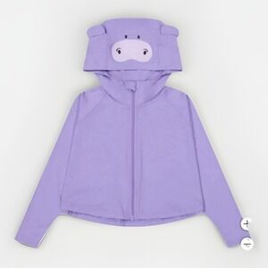 Hazel + Harper UPF Swim Coverup Unisex Kids 2T-4T Purple Hippo Nylon Full Zipper